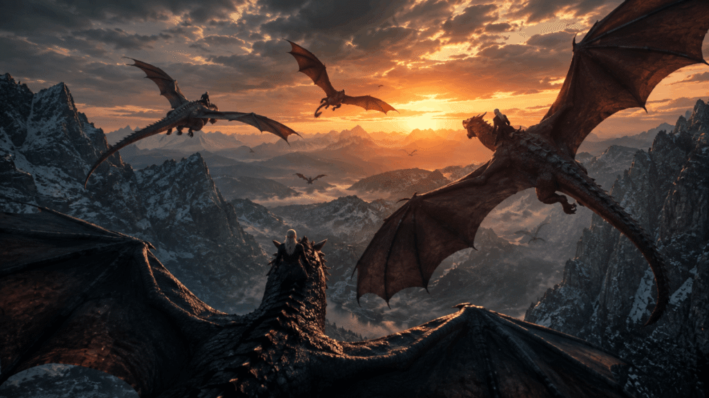 Dragons confront each other above the Vale in House of the Dragon Season 3 Episode 7